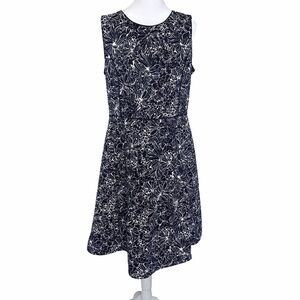 Talbots Classic Cotton Navy and White Sleeveless Floral Midi Dress. Size 16P.